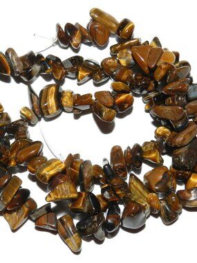 Golden Brown 10mm - 12mm Tiger's Eye Natural Gemstone Pebble & Chip Beads NG2199